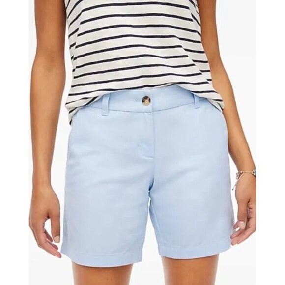 J. Crew 7" Classic High Rise Chino Shorts Light Blue Size 16/XL NWT - Picture 2 of 8